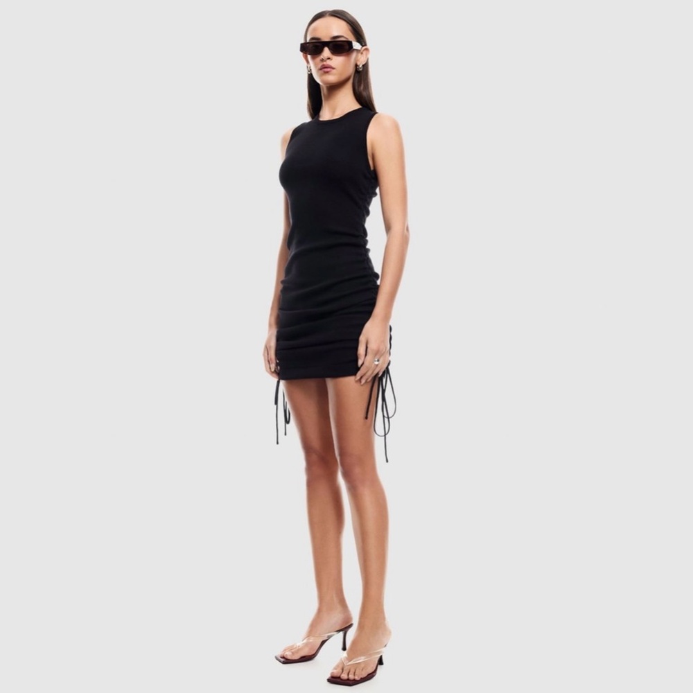 Lioness Black Ruched Military Mind Dress Sz M